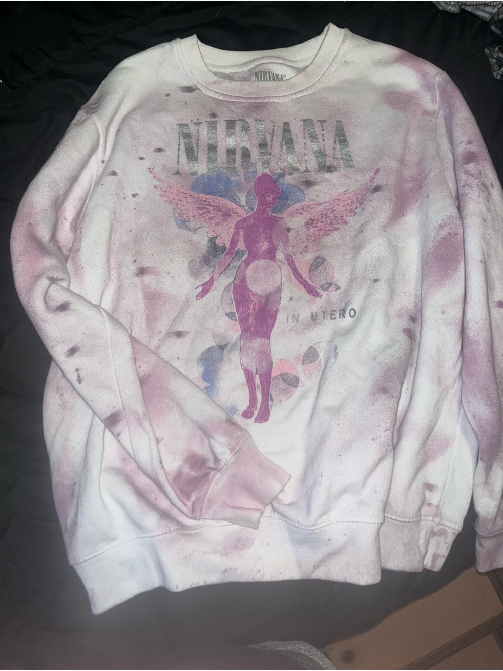 Nirvana in utero Pink purple Tie-Dye Graphic Sweatshirt - Women's Top size L